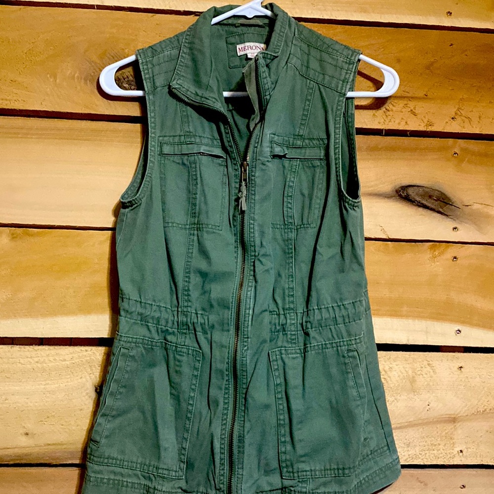 Merona Vest| XS| Green Vest| Adjustable Waist